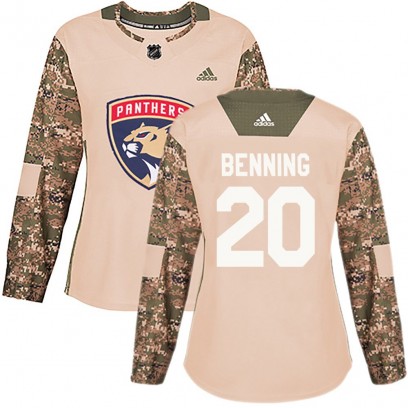 Women's Authentic Florida Panthers Mike Benning Adidas Veterans Day Practice Jersey - Camo
