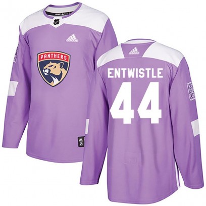 Youth Authentic Florida Panthers MacKenzie Entwistle Adidas Fights Cancer Practice Jersey - Purple