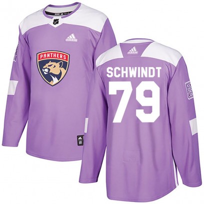 Youth Authentic Florida Panthers Cole Schwindt Adidas Fights Cancer Practice Jersey - Purple