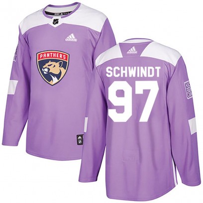 Youth Authentic Florida Panthers Kai Schwindt Adidas Fights Cancer Practice Jersey - Purple