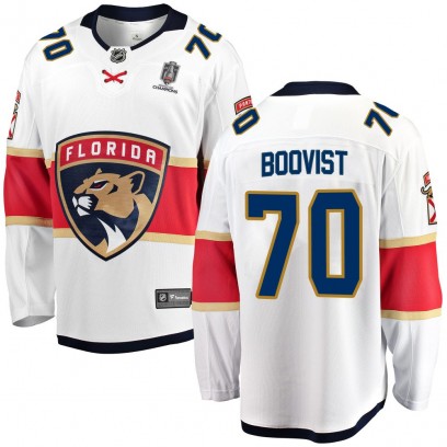 Men's Breakaway Florida Panthers Jesper Boqvist Fanatics Branded Away 2025 Stanley Cup Champions Patched Jersey - White