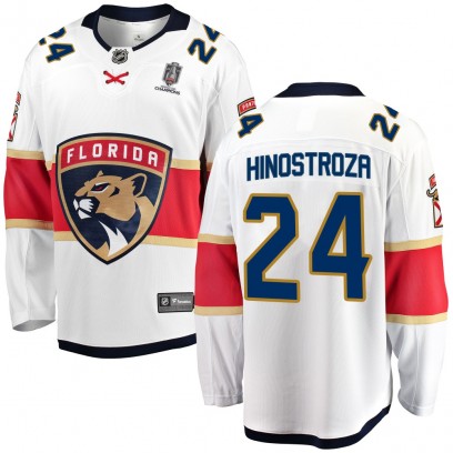 Men's Breakaway Florida Panthers Vinnie Hinostroza Fanatics Branded Away 2025 Stanley Cup Champions Patched Jersey - White