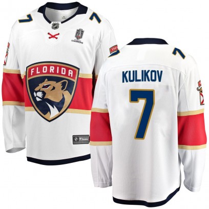 Men's Breakaway Florida Panthers Dmitry Kulikov Fanatics Branded Away 2025 Stanley Cup Champions Patched Jersey - White