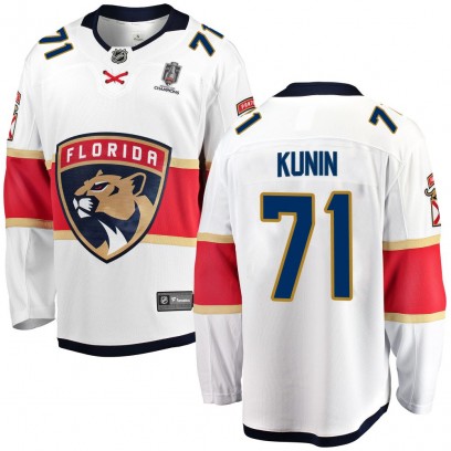 Men's Breakaway Florida Panthers Luke Kunin Fanatics Branded Away 2025 Stanley Cup Champions Patched Jersey - White