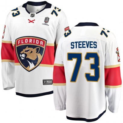 Men's Breakaway Florida Panthers Ben Steeves Fanatics Branded Away 2025 Stanley Cup Champions Patched Jersey - White