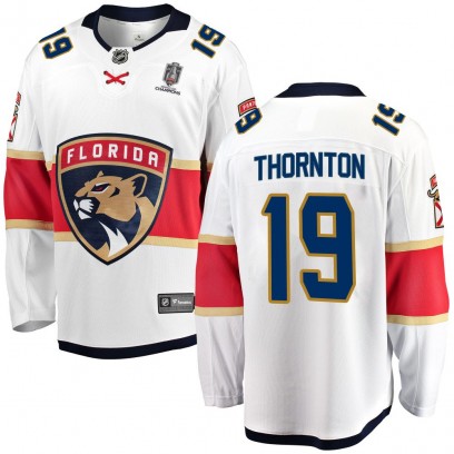 Men's Breakaway Florida Panthers Joe Thornton Fanatics Branded Away 2025 Stanley Cup Champions Patched Jersey - White