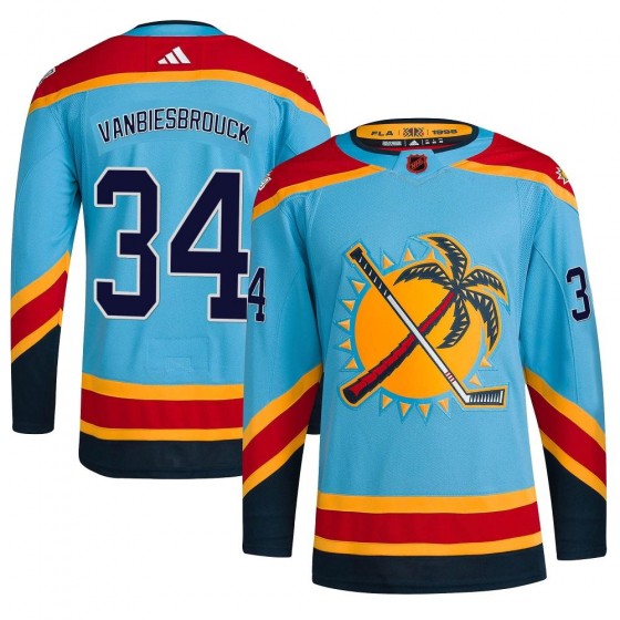 Youth Authentic Florida Panthers John Vanbiesbrouck Adidas Reverse Retro 2.0 Jersey - Light Blue