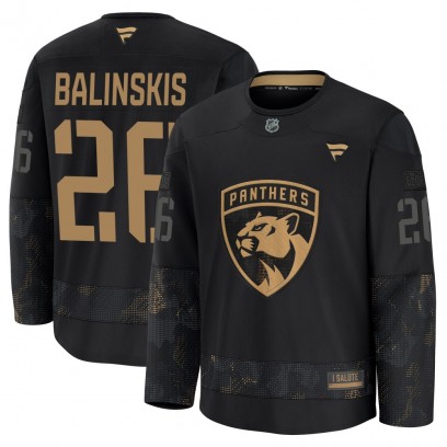 Youth Premium Florida Panthers Uvis Balinskis Fanatics 2024 Military Appreciation Practice Jersey - Black