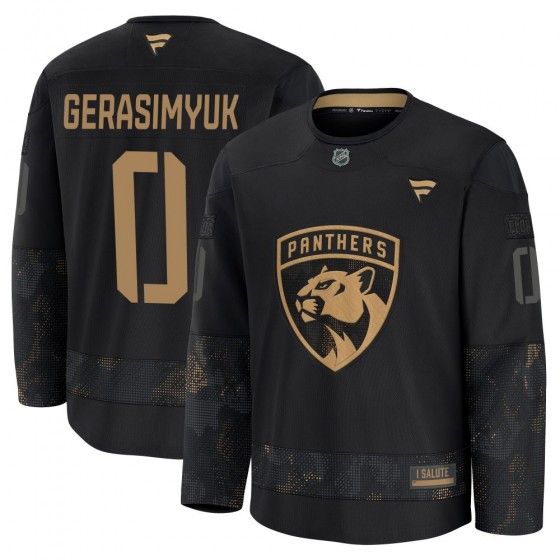 Youth Premium Florida Panthers Kirill Gerasimyuk Fanatics 2024 Military Appreciation Practice Jersey - Black