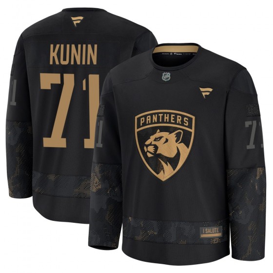 Youth Premium Florida Panthers Luke Kunin Fanatics 2024 Military Appreciation Practice Jersey - Black