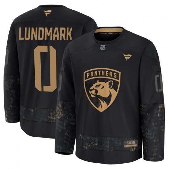 Youth Premium Florida Panthers Anton Lundmark Fanatics 2024 Military Appreciation Practice Jersey - Black
