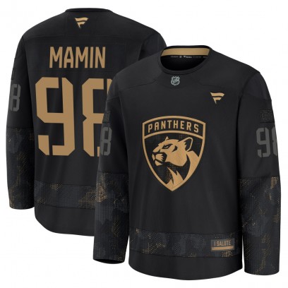 Youth Premium Florida Panthers Maxim Mamin Fanatics 2024 Military Appreciation Practice Jersey - Black