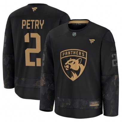 Youth Premium Florida Panthers Jeff Petry Fanatics 2024 Military Appreciation Practice Jersey - Black