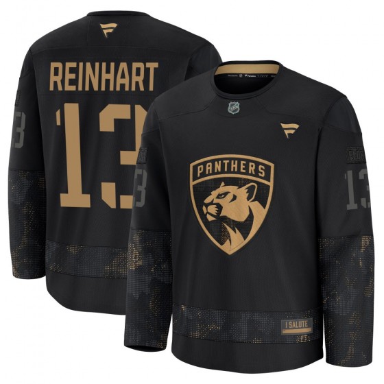 Youth Premium Florida Panthers Sam Reinhart Fanatics 2024 Military Appreciation Practice Jersey - Black