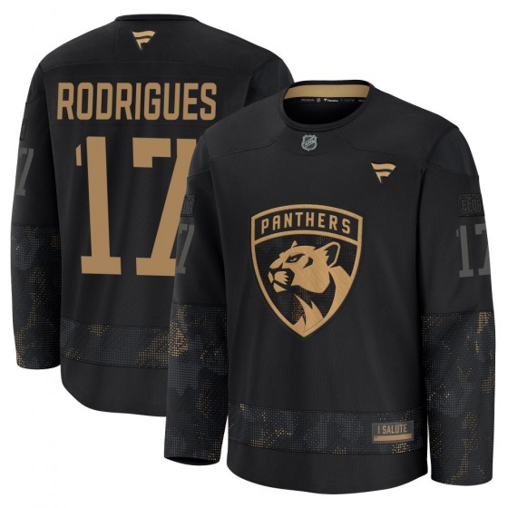 Youth Premium Florida Panthers Evan Rodrigues Fanatics 2024 Military Appreciation Practice Jersey - Black