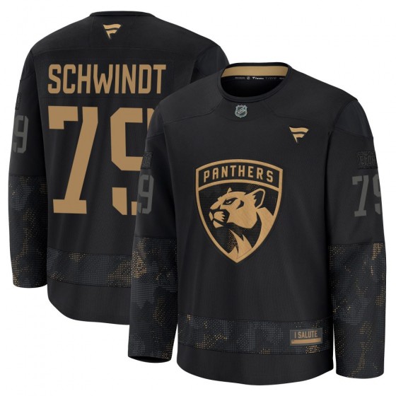 Youth Premium Florida Panthers Cole Schwindt Fanatics 2024 Military Appreciation Practice Jersey - Black