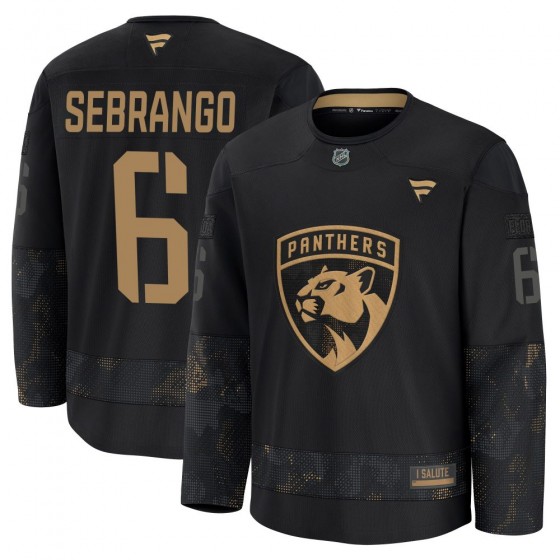 Youth Premium Florida Panthers Donovan Sebrango Fanatics 2024 Military Appreciation Practice Jersey - Black
