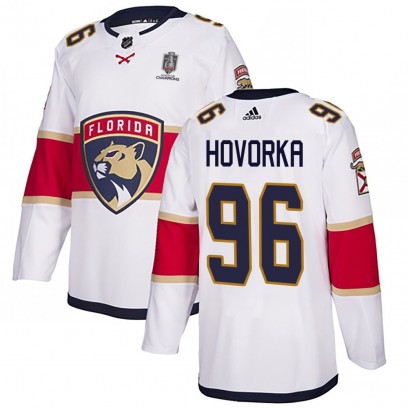 Youth Authentic Florida Panthers Mikulas Hovorka Adidas Away 2025 Stanley Cup Champions Patched Jersey - White