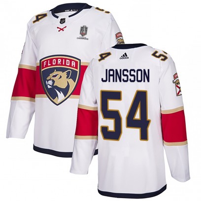 Youth Authentic Florida Panthers Ludvig Jansson Adidas Away 2025 Stanley Cup Champions Patched Jersey - White