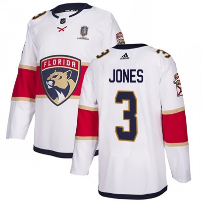 Youth Authentic Florida Panthers Seth Jones Adidas Away 2025 Stanley Cup Champions Patched Jersey - White