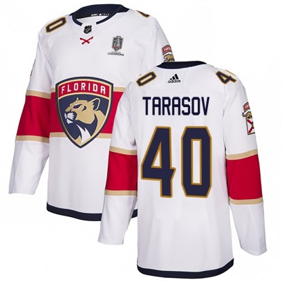Youth Authentic Florida Panthers Daniil Tarasov Adidas Away 2025 Stanley Cup Champions Patched Jersey - White