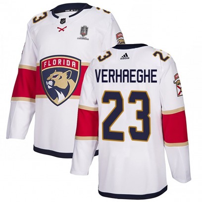Youth Authentic Florida Panthers Carter Verhaeghe Adidas Away 2025 Stanley Cup Champions Patched Jersey - White