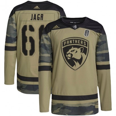Men's Authentic Florida Panthers Jaromir Jagr Adidas Military Appreciation Practice 2025 Stanley Cup Final Jersey - Camo