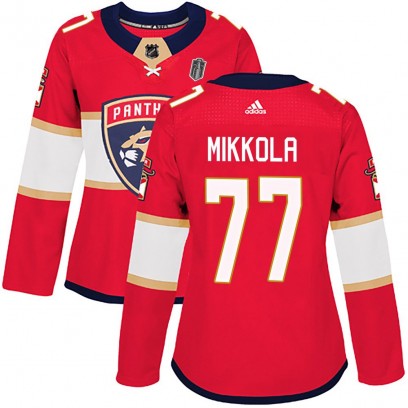 Women's Authentic Florida Panthers Niko Mikkola Adidas Home 2025 Stanley Cup Final Jersey - Red
