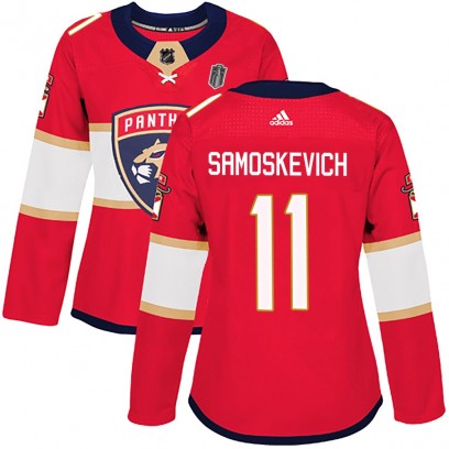 Women's Authentic Florida Panthers Mackie Samoskevich Adidas Home 2025 Stanley Cup Final Jersey - Red