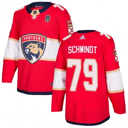 Men's Authentic Florida Panthers Cole Schwindt Adidas Home 2025 Stanley Cup Final Jersey - Red
