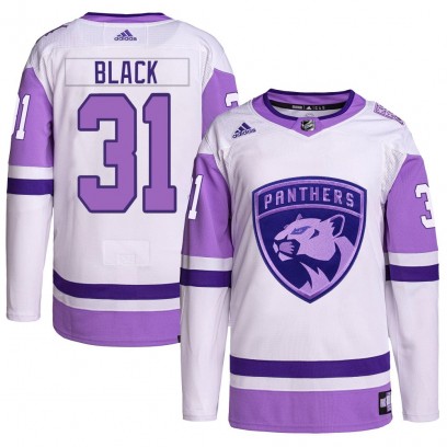 Youth Authentic Florida Panthers Cooper Black Adidas Hockey Fights Cancer Primegreen Jersey - White/Purple