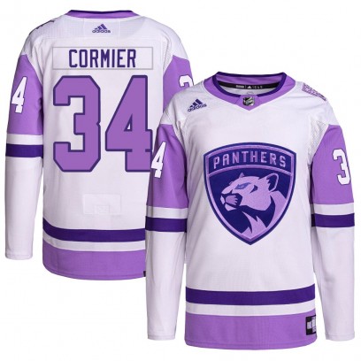 Youth Authentic Florida Panthers Evan Cormier Adidas Hockey Fights Cancer Primegreen Jersey - White/Purple