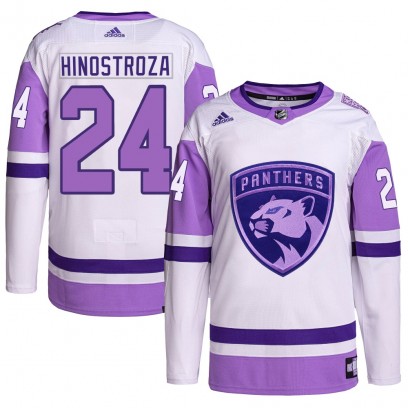 Youth Authentic Florida Panthers Vinnie Hinostroza Adidas Hockey Fights Cancer Primegreen Jersey - White/Purple