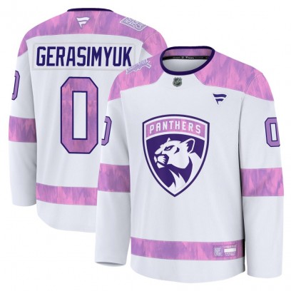 Men's Premium Florida Panthers Kirill Gerasimyuk Fanatics 2024 Hockey Fights Cancer Practice Jersey - White