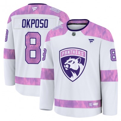 Men's Premium Florida Panthers Kyle Okposo Fanatics 2024 Hockey Fights Cancer Practice Jersey - White