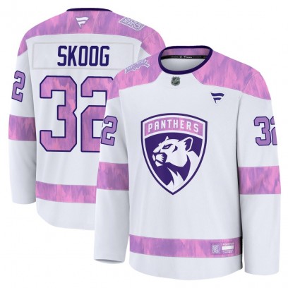Men's Premium Florida Panthers Wilmer Skoog Fanatics 2024 Hockey Fights Cancer Practice Jersey - White