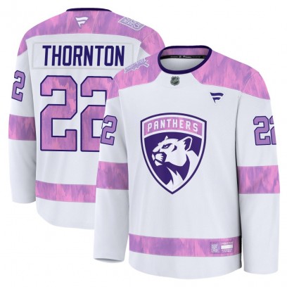 Men's Premium Florida Panthers Shawn Thornton Fanatics 2024 Hockey Fights Cancer Practice Jersey - White