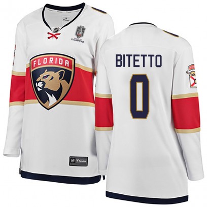 Women's Breakaway Florida Panthers Anthony Bitetto Fanatics Branded Away 2025 Stanley Cup Champions Patched Jersey - White