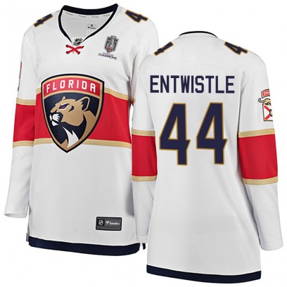 Women's Breakaway Florida Panthers MacKenzie Entwistle Fanatics Branded Away 2025 Stanley Cup Champions Patched Jersey - White