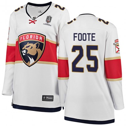Women's Breakaway Florida Panthers Nolan Foote Fanatics Branded Away 2025 Stanley Cup Champions Patched Jersey - White