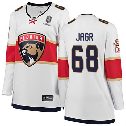 Women's Breakaway Florida Panthers Jaromir Jagr Fanatics Branded Away 2025 Stanley Cup Champions Patched Jersey - White